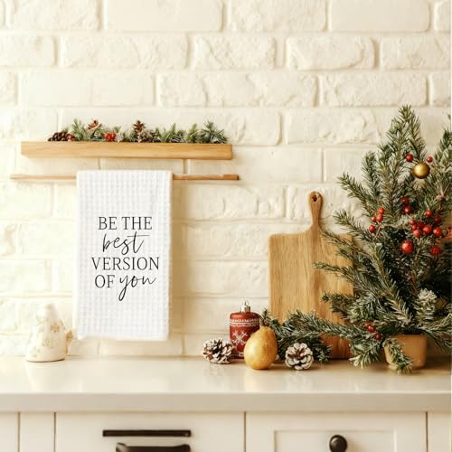 Be the Best Version of You Decorative Hand Tea Towels for Bathroom, Inspirational Gifts for Women Men Kitchen Towels, Positive Affirmation Gifts for Women Dish Towel Dishcloth, 16x24 Inch - color: Inspirational Gifts
