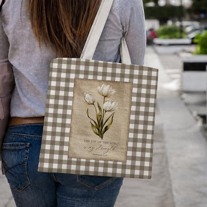 Christian Tote Bag - color: White Tulip Floral