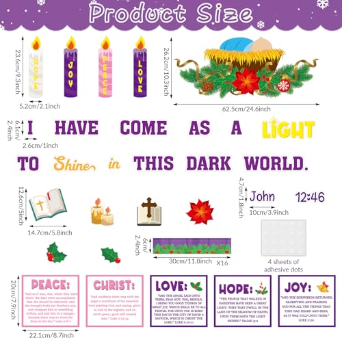 Christian Nativity Religious Christmas Bulletin Board Decorations Set Xmas Advent Wreath Candle Light of My Life Cutouts for Classroom School Home Chalkboard Wall Winter Holiday Party Decor Supplies - style: Nativity