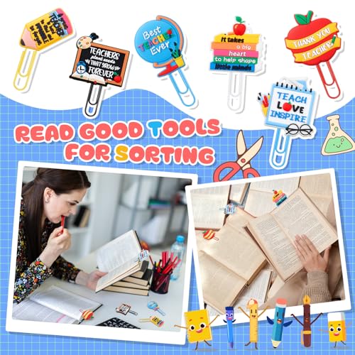6 Pcs Cute Teacher Paper Clips Bookmarks for Teacher Appreciation Gifts - style: Teacher Classic