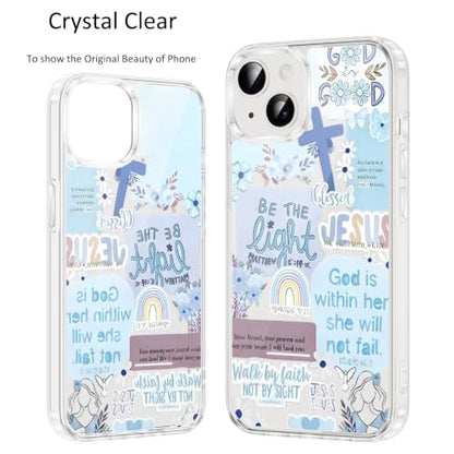 Christian God Phone Case for iPhone 16 6.1", Clear Western Aesthetic Jesus Verse Bible Cross Design, Floral Flower Print Pattern Transparent Cover, Soft TPU Protection for iPhone 16 - color: Jesus-Blue