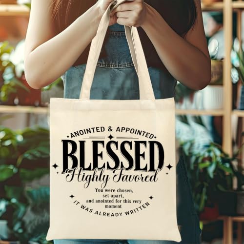 Faith Canvas Tote Bag, Christian Gifts for Women Mama Sister Inspirational Bible Verse Birthday Christmas - color: Blessed Faith 876