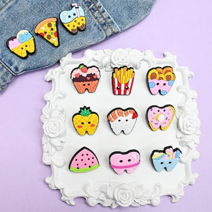 Cute Pins Bulk, Funny Lapel Badge Pins Rubber Brooch Pins for Backpacks, Hats, Bags - style: Food-30PCS