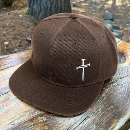 Christian Hats for Men Women - Cross Faith Flat Snapcback Hats - Religious Gifts for Thanksgiving Christmas - color: Brown/Cross White