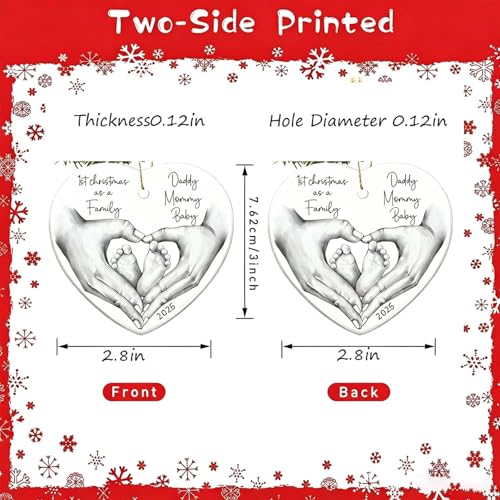 Baby First Christmas Ornament 2026 - Family Christmas Ornaments 2026 - New Mom and Dad Gifts First Time 2026, First Time Parent Gifts - Family of 3 Christmas Ornament 2026 - Ceramic Ornament - color: Daddy