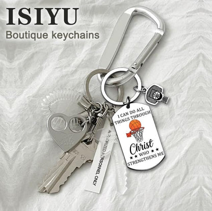 isiyu Religious Gifts Basketball Gifts for Men Women Basketball Keychain