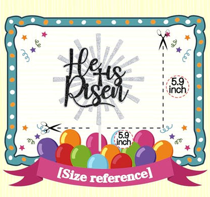 He is Risen Cake Topper, Jesus Easter Cake Décor, Religious Cross Cake Decoration, Easter Party Decorations Supplies, Silver Glitter