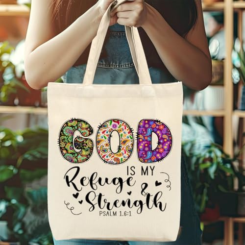 Christian Gifts for Women, Canvas Tote Bag, Faith Gifts for Women Girl Sister Inspirational Religious Gift Birthday - color: Watercolor Christian 763