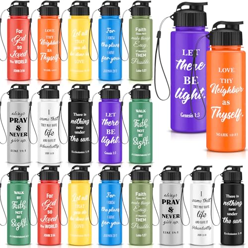 Mifoci 20 Pcs Christian Religious Water Bottle Bulk 17 oz, Bright - color: Bright