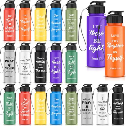 Mifoci 20 Pcs Christian Religious Water Bottle Bulk 17 oz, Bright - color: Bright