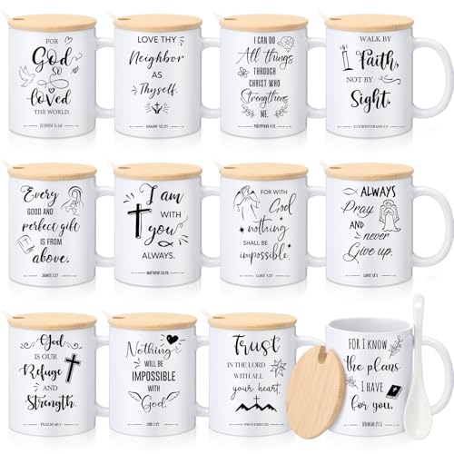 Didaey 12 Sets Christian Mugs Gifts Bible Verses Ceramic Cups, Religious - style: Religious