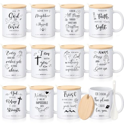 Didaey 12 Sets Christian Mugs Gifts Bible Verses Ceramic Cups, Religious - style: Religious