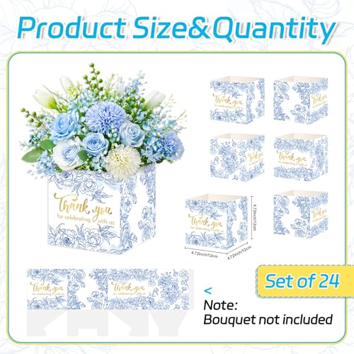 Cinrobiye 24 Pcs Dusty Blue Wedding Centerpieces for Tables, Blue Floral Table Decorations, Flower Centerpiece Boxes for Bridal Shower, Baby Shower, Engagement and Wedding Reception Decor - color: Blue2
