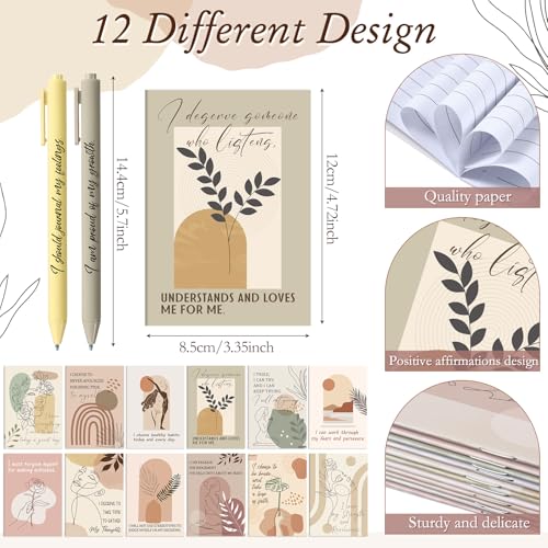 Mooliwe 24 Pcs Affirmation Notebooks Pens Bulk Gifts, Gratitude,Boho - style: Bohemian