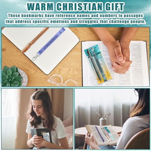 Sinload 50 Set Christian Gift Bulk Bible Emergency Numbers Bookmark with Silicone Keychains Scripture Quote Pen Religious Study Supplies for Father Day Church Bible Study Group (Watercolor) - color: Watercolour