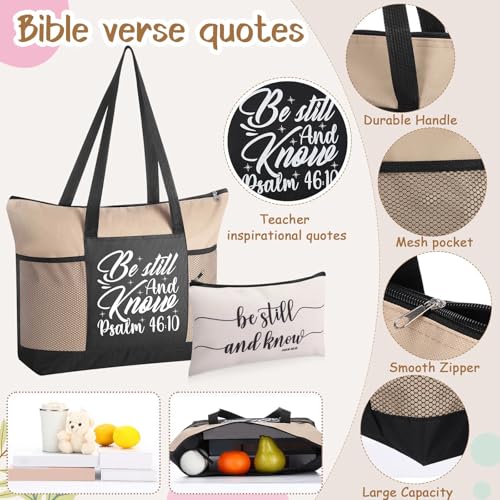 Shinylin 7 Pcs Christian Gift Set for Women Biblical Gifts Women Inspirational Presents Xmas Party Suit - color: Beige