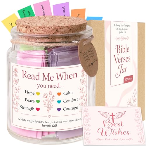 Bible Verses Jar for Women, 92 Bible Verses Read Me When You Need, Christian Gifts for Women, Friends, Mom, Sister, Daughter - color: Read This When Bible Verses Jar