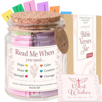 Bible Verses Jar for Women, 92 Bible Verses Read Me When You Need, Christian Gifts for Women, Friends, Mom, Sister, Daughter - color: Read This When Bible Verses Jar