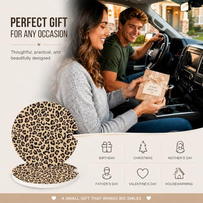 Car Coasters for Cup Holders, Leopard Print Car Coasters Set of 2, B08 - color: Cheetah