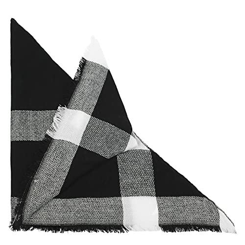 American Trends Scarfs for Women Winter Triangle Scarf Classic Plaid Warm Scarf Soft Scarves Knitted Wrap Shawl - color: Triangle Black & White
