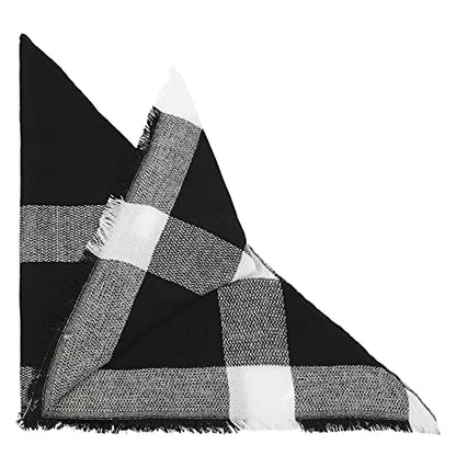 American Trends Scarfs for Women Winter Triangle Scarf Classic Plaid Warm Scarf Soft Scarves Knitted Wrap Shawl - color: Triangle Black & White