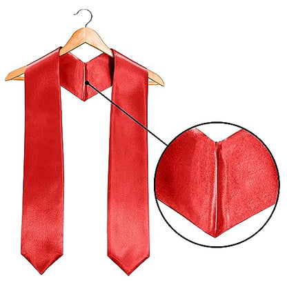 Plain Graduation Stole Sash 60 Inch Unisex Adults Solid - color: Red Stole