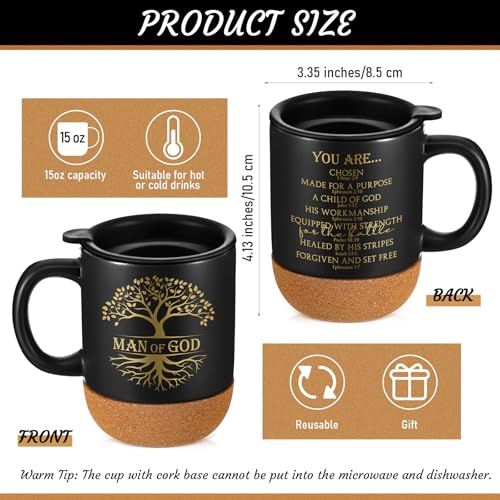 Didaey 4 Pcs Man of God Gift for Men 15oz Christian Mug Bulk, Black