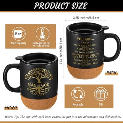 Didaey 4 Pcs Man of God Gift for Men 15oz Christian Mug Bulk, Black
