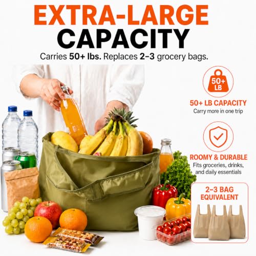 Reusable Grocery Bags 6 Pack, Foldable Shopping Bags with Pouch, Heavy Duty 50 LBS, Machine Washable Travel Totes - color: Navy Green