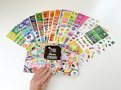 Vladi Creative Monthly Aesthetic Planner Stickers – 718 Matte, 13 Sheets of Seasonal, Holiday, Functional & Productivity Planner Stickers – Easy-Peel Set for Journals, Calendars & Scrapbooking