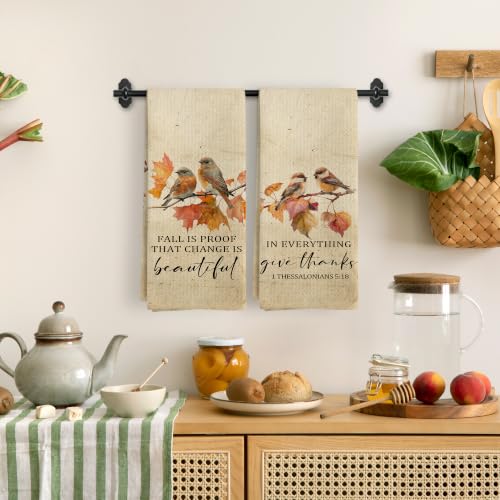 Fall Christian Bird Kitchen Dish Tea Towels 16x24 Inch Set of 2 - color: Bible-1