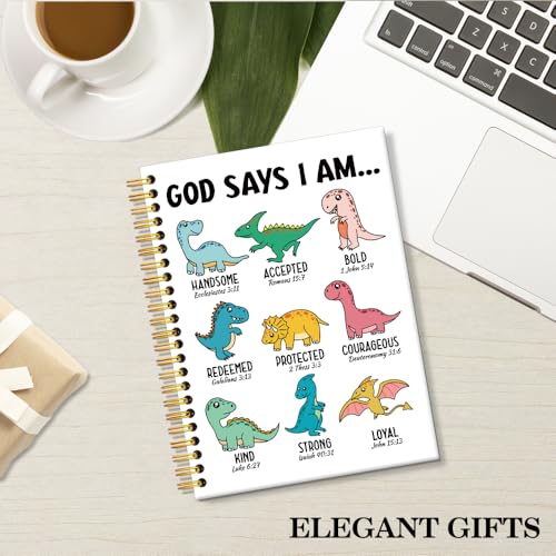 ERHACHAIJIA God Says I Am Dinosaurs Lined Spiral Notebook for Christian - color: White-green