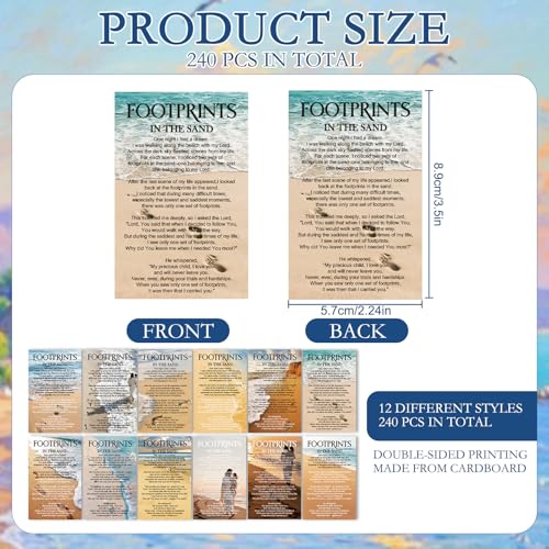 Footprints In The Sand Gospel Tract Card 240Pcs Plan of Salvation Cards Bible Verse Pocket Holy Postcards Inspirational Gospel Tracts Prayer Bookmarks Christian Gift for Women Men Church - color: Footprints In The Sand