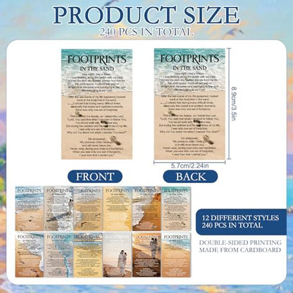 Footprints In The Sand Gospel Tract Card 240Pcs Plan of Salvation Cards Bible Verse Pocket Holy Postcards Inspirational Gospel Tracts Prayer Bookmarks Christian Gift for Women Men Church - color: Footprints In The Sand