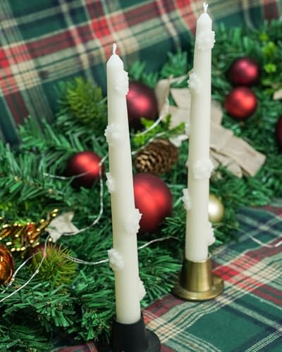 Pink Candlestick Taper Candles Flower Soy Candles Unscented Wedding Party Wax Unscented Dinner Candle Dripless,10 inch,Set of 4,J2 - color: J2-Pink