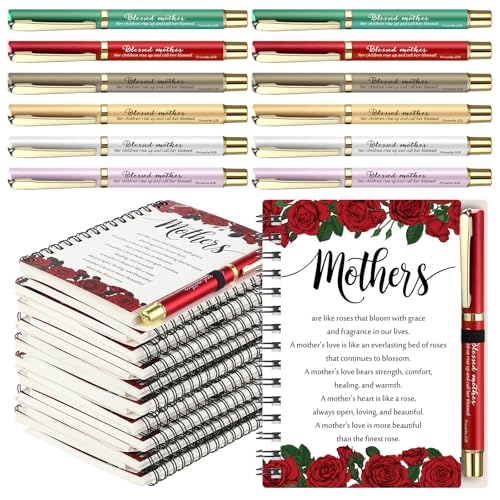 Fullhawl 10 Sets Bible Notebooks Pens Mothers Day Church,20 Pcs / 10 Sets