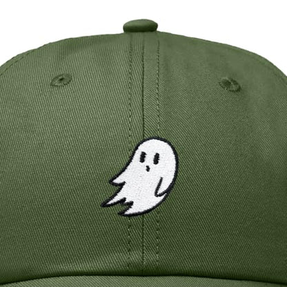 DALIX Ghost Embroidered Mens Womens Cotton Dad Hat Baseball Cap Adjustable - color: Olive