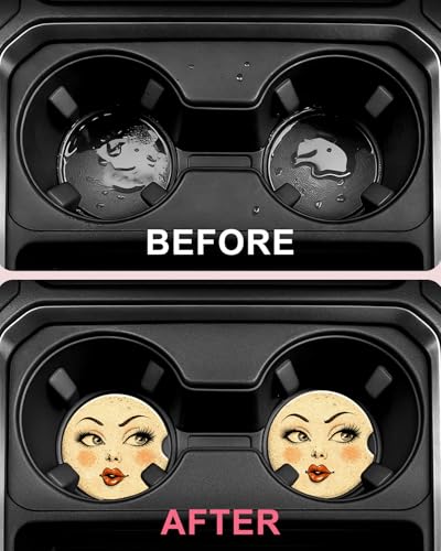 Swooflia 2 Pack Absorbent Ceramic Car Coasters for Women - color: Moon Beauty