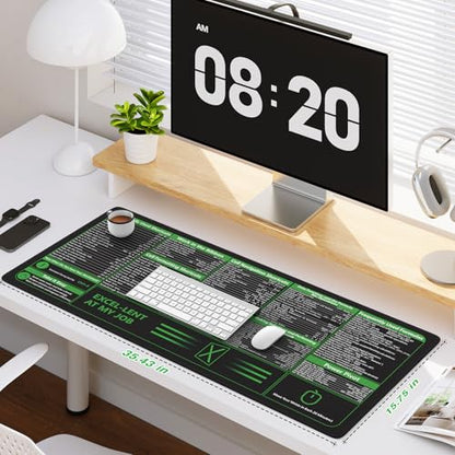 iCasso Excel Cheat Sheet Desk Pad, Excel Mouse Pad Shortcuts - color: B-black Excel Shortcuts