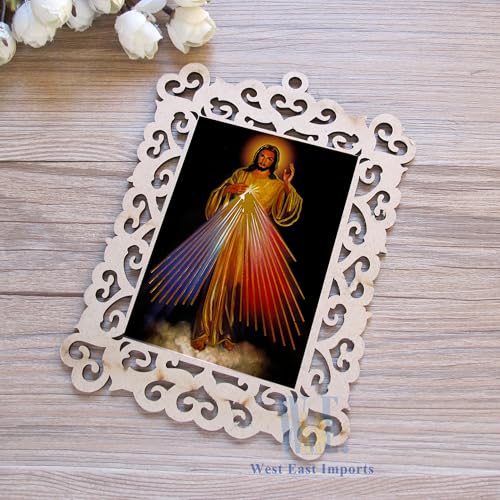 12 Pcs Divine Mercy Wooden Frames, Baptism Christening Memorial Event Gifts