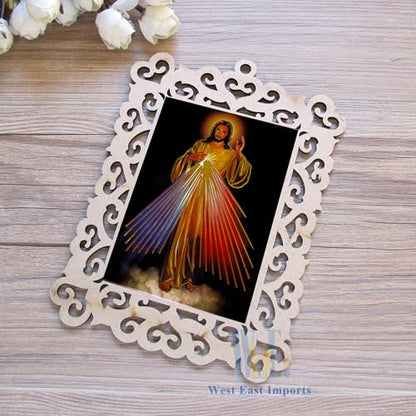 12 Pcs Divine Mercy Wooden Frames, Baptism Christening Memorial Event Gifts