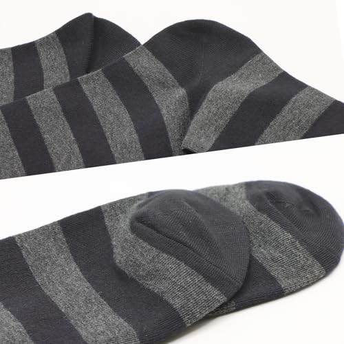 Men's Colorful Striped Dress Socks, 5-Pack Cotton, Sock Size 10-13 - color: Black & Charcoal Classic Mix