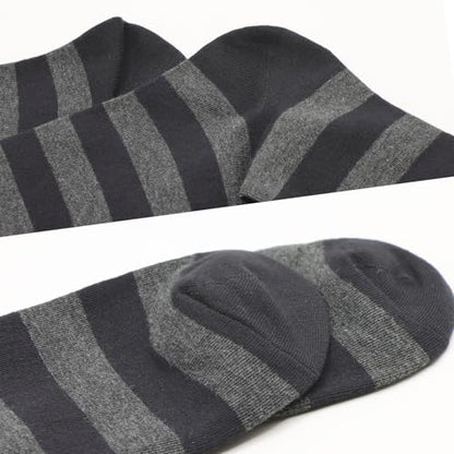 Men's Colorful Striped Dress Socks, 5-Pack Cotton, Sock Size 10-13 - color: Black & Charcoal Classic Mix