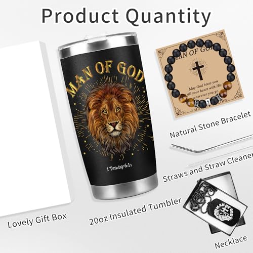 CRASHOT Christian Gifts for Men, Travel Tumbler Religious Gift Set