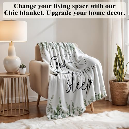 Christian Bible Verse Blanket, Christian Gifts for Women Men, Give It to God and Go to Sleep Religious Scripture Throw Blankets for Home Bedroom Living Room Couch Sofa, 50x60 Inches - color: Give It to God