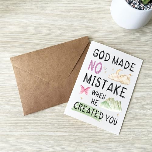God Made No Mistake When He Created You Card Inspirational Christian Encouragement Cards Faith Affirmation Gift for Friend Bestie Prayer Partner Family Coworker Spouse - color: God Made No Mistake