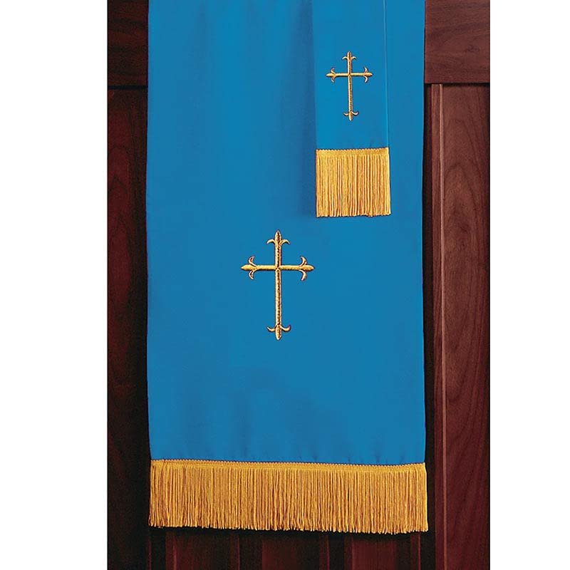 Murphy Robes Pulpit Scarves - Reversible Lectern Banner Embroidered with Gold Latin Cross Sanctuary Pulpit Scarf, 17 x 36-Inch, Blue/White - color: Blue/White