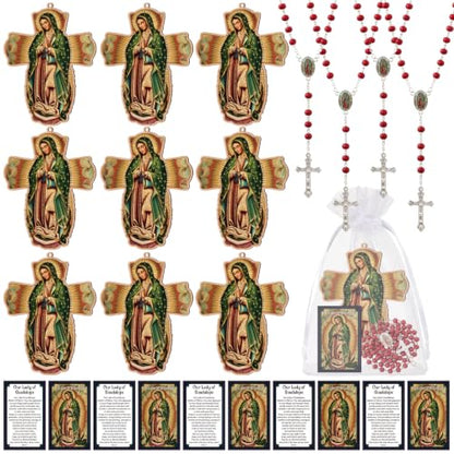 12 Set Our Lady of Guadalupe Catholic Gift Set Wooden Wall Cross