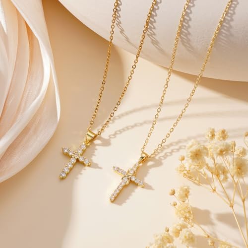 18K Gold Plated Cross Necklace for Women Trendy - color: Cross & Infinity