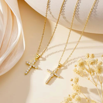 18K Gold Plated Cross Necklace for Women Trendy - color: Cross & Infinity